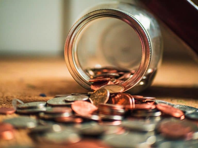 a jar of pennies tipped over