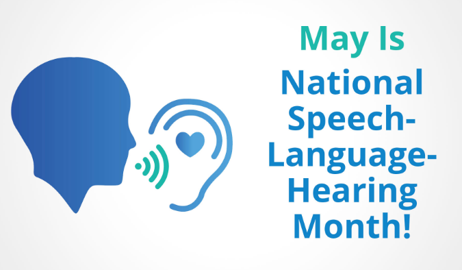 National Speech Language Hearing Month white