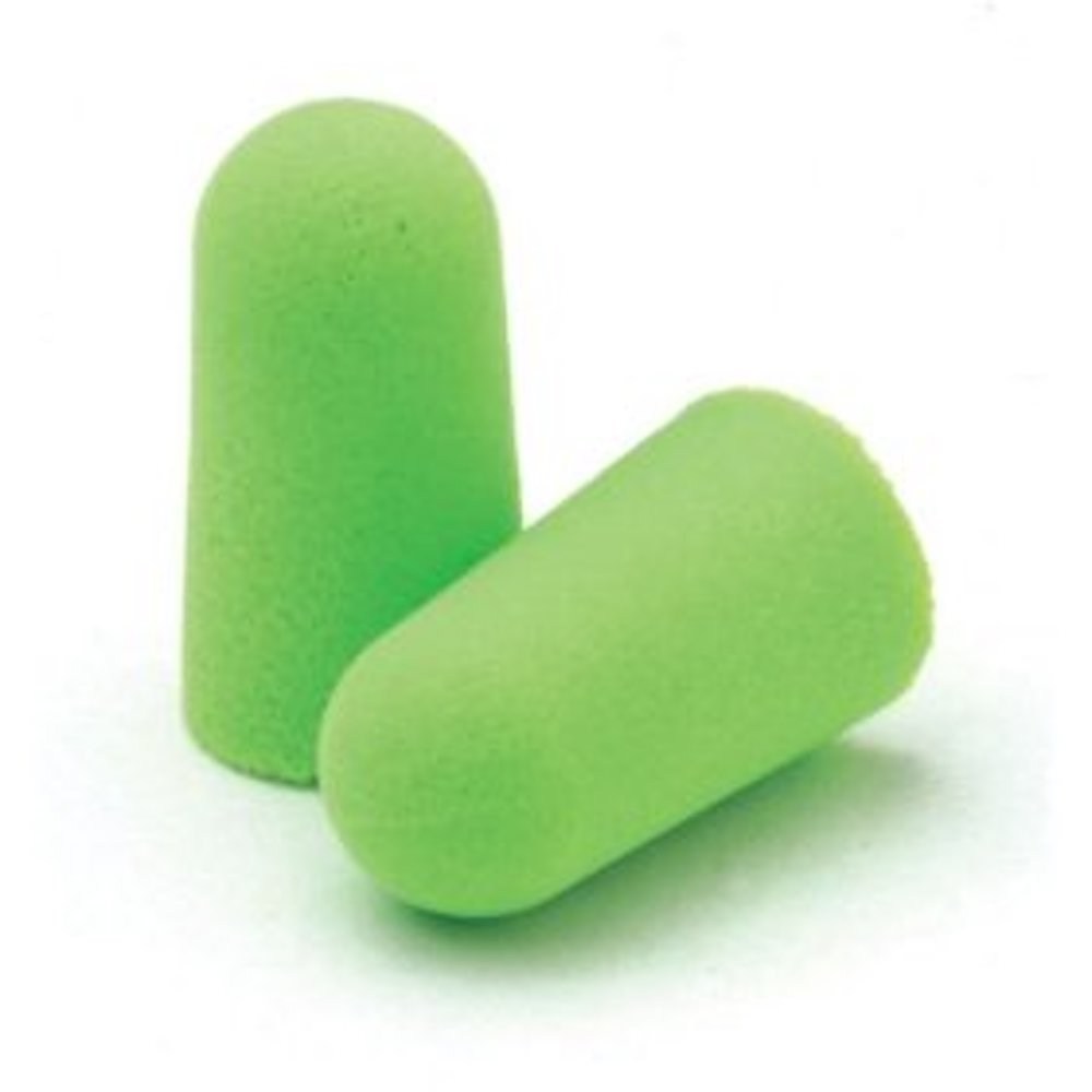 two green foam earplugs