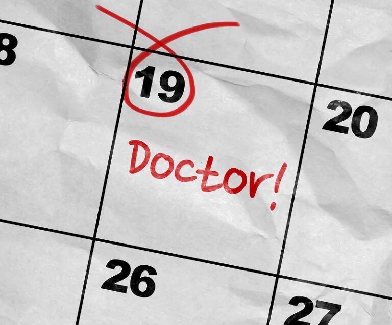 a calendar with a doctor note on it