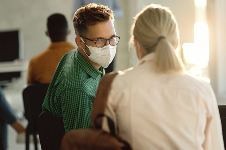 man wearing a mask during COVID