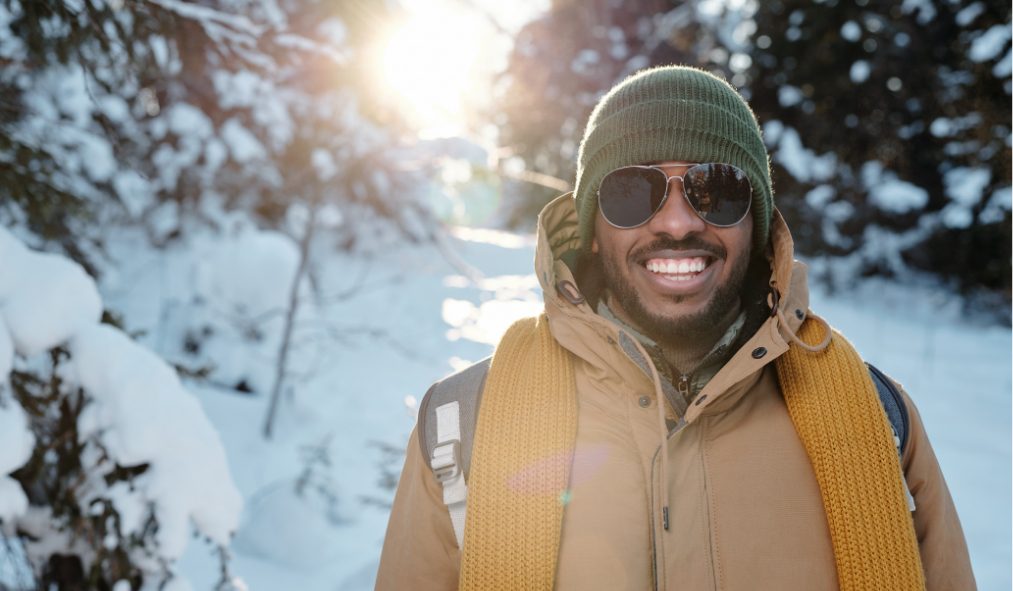 winter young african american man