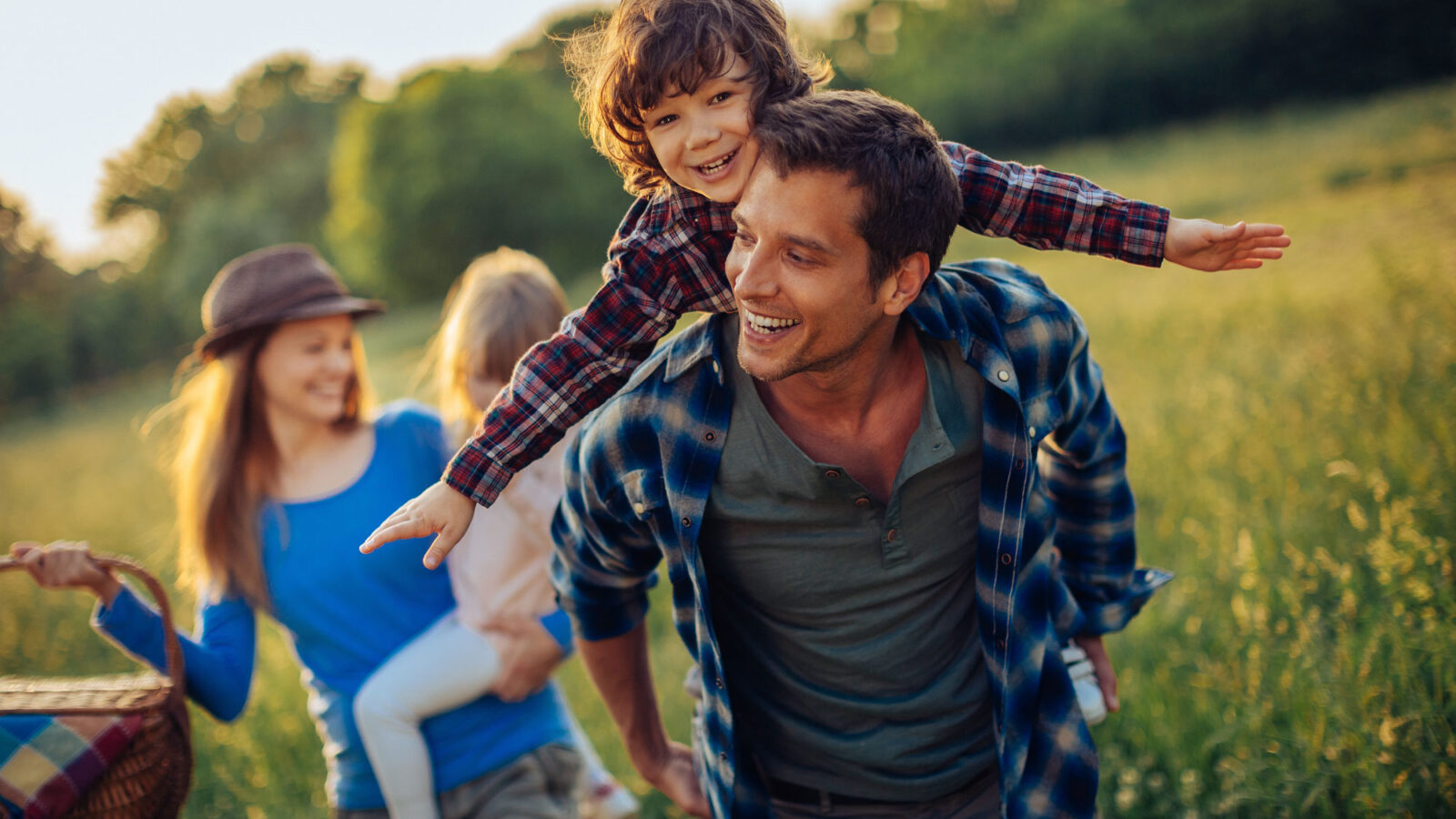 family outside playing