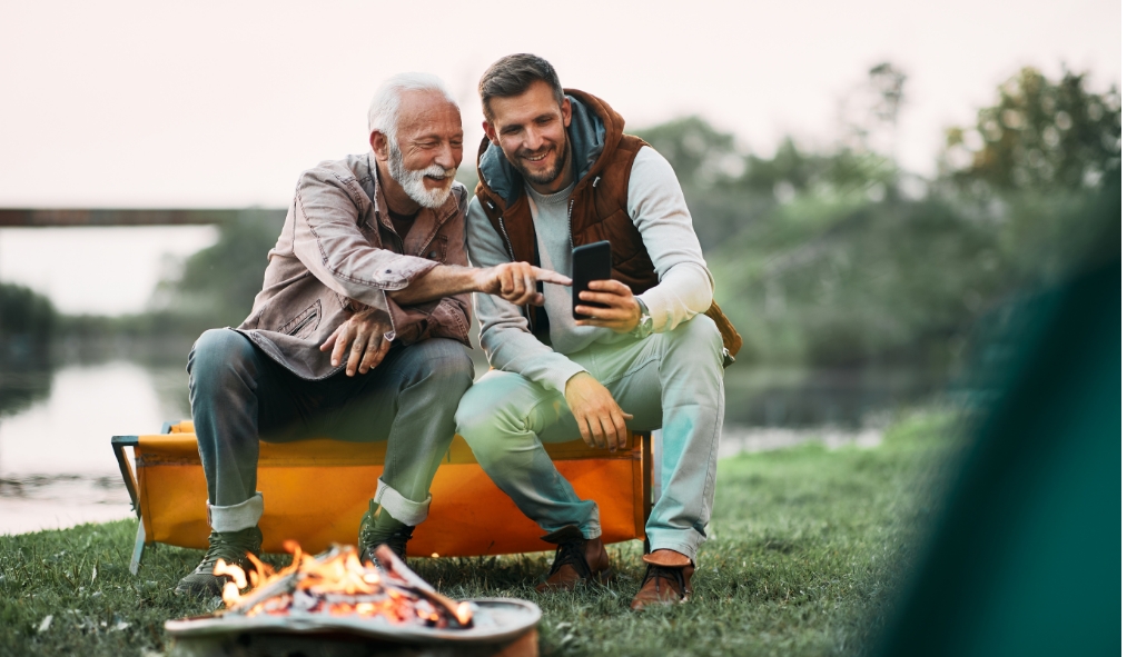 fall father son camping