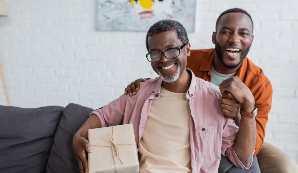 fathers day black father son gift giving