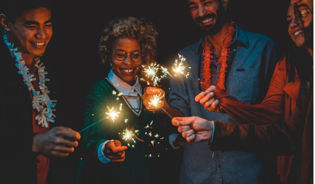 african american family sparklers