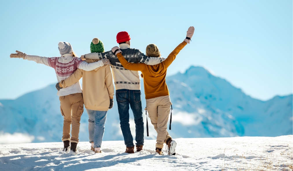 winter group celebrate