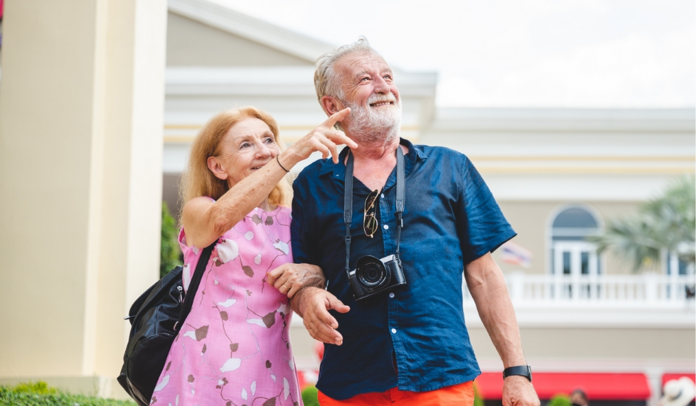 california theme park senior couple