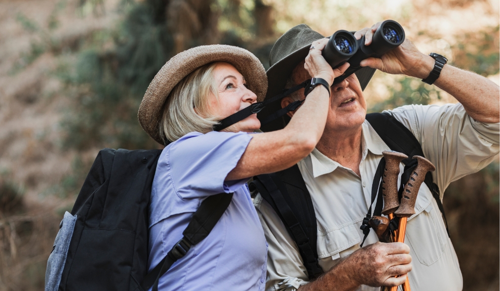wisconsin senior couple bird watching