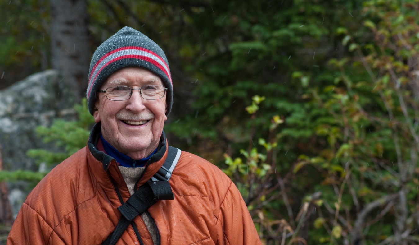 elderly man in wool hat