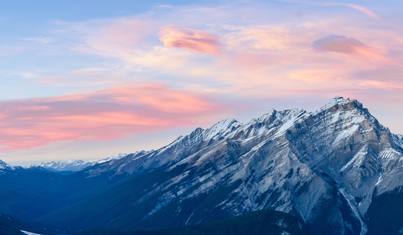 snowy mountainpeak at twilight
