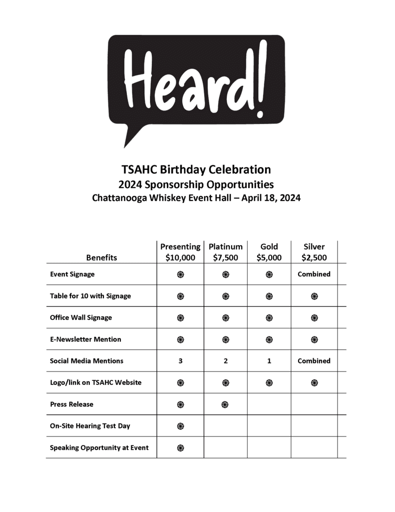 TSAHC Birthday Celebration Heard Sponsorships