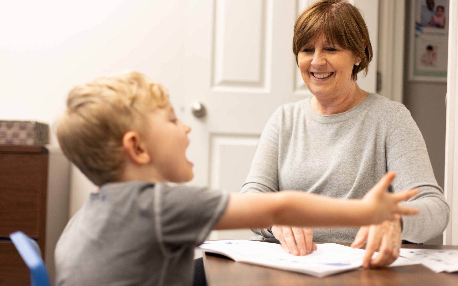 Speech-language pathologist working with a pediatric client