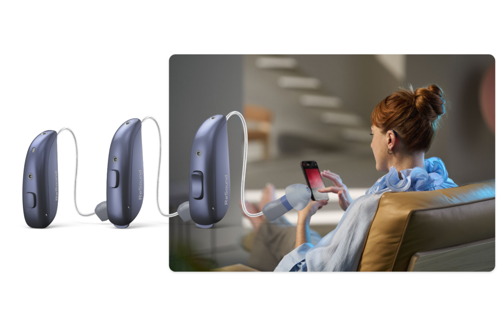 resound vivia family lineup woman using phone