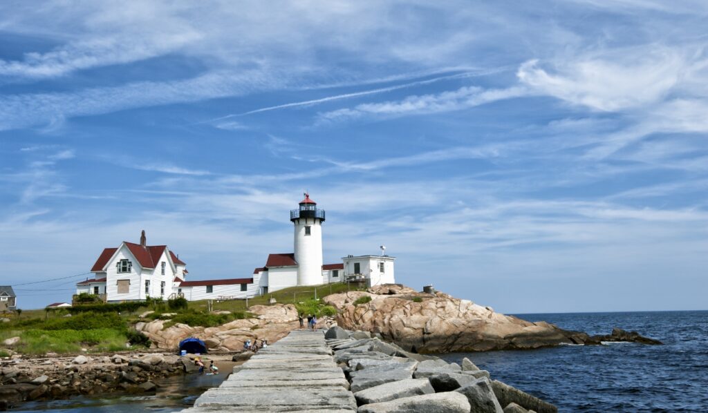 Lighthouse sunny coastal view Lighthouse sunny coastal view